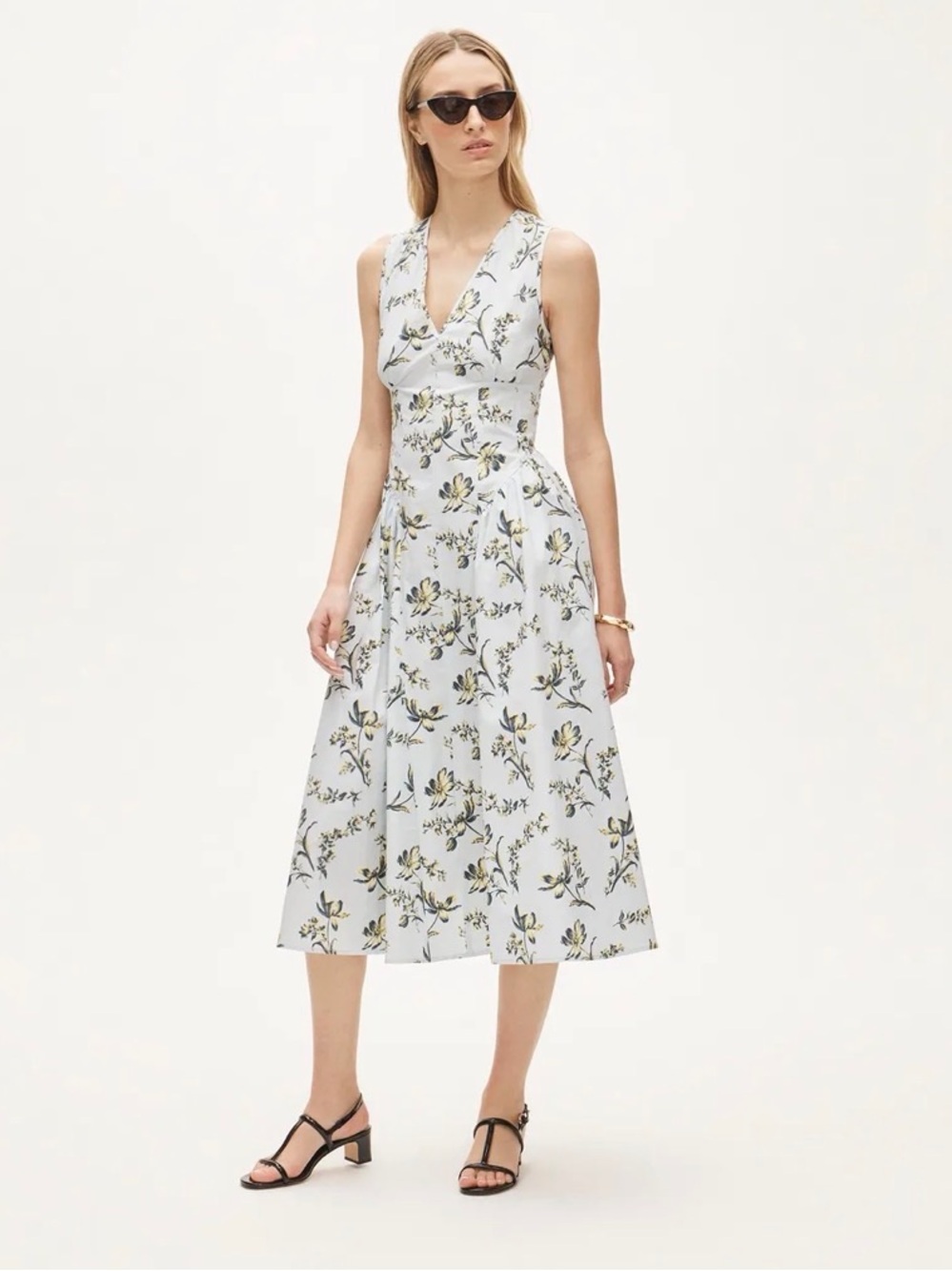 J.Crew V-Neck Lotus Print Cotton Poplin Midi Dress 10P NWT
